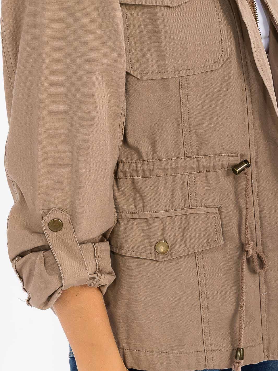 WOMEN'S LONG SLEEVE ZIP UP POCKETS HOODED JACKET