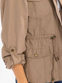 WOMEN'S LONG SLEEVE ZIP UP POCKETS HOODED JACKET