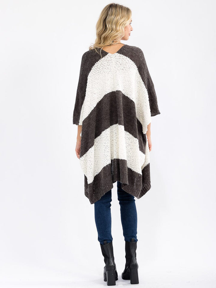 WOMEN'S SHORT SLEEVE OPEN FRONT COLORBLOCK CARDIGAN