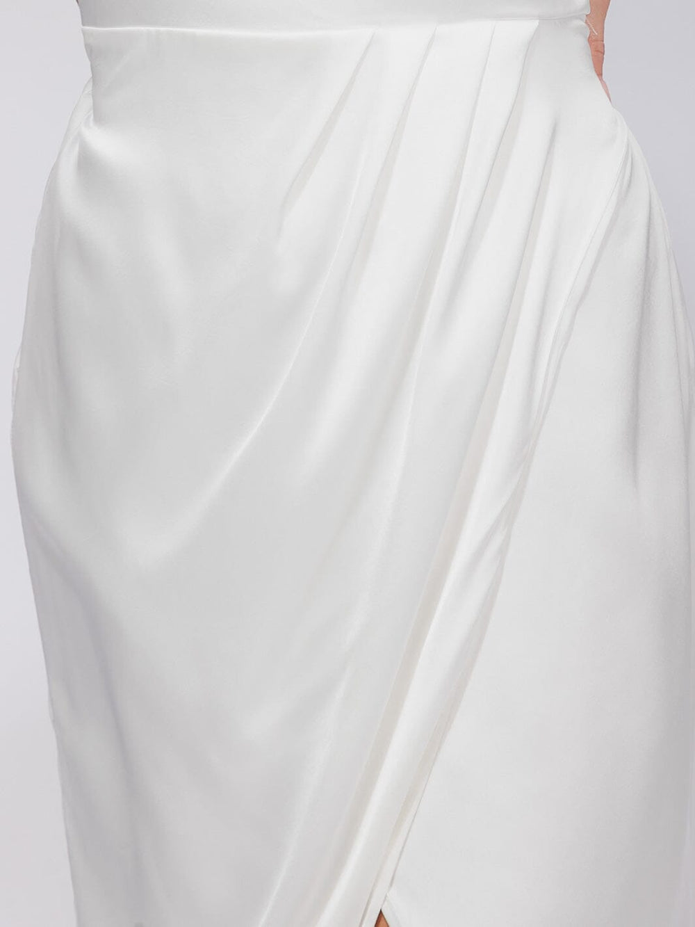 WOMEN'S SLEEVELESS ONE SHOULDER SURPLICE FRONT SLIT MAXI GOWN DRESS