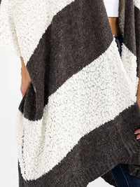 WOMEN'S SHORT SLEEVE OPEN FRONT COLORBLOCK CARDIGAN
