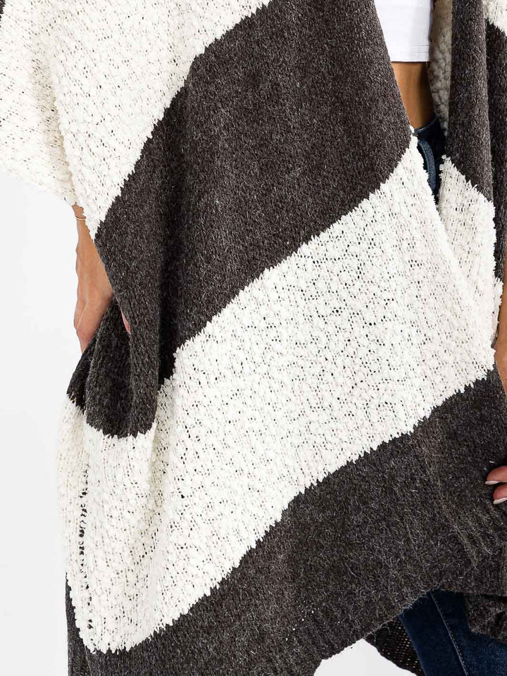 WOMEN'S SHORT SLEEVE OPEN FRONT COLORBLOCK CARDIGAN