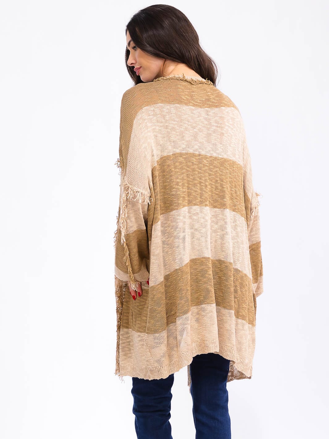 WOMEN'S LONG SLEEVE OPEN FRONT COLORBLOCK KNIT CARDIGAN