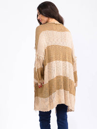 WOMEN'S LONG SLEEVE OPEN FRONT COLORBLOCK KNIT CARDIGAN
