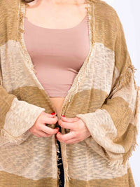 WOMEN'S LONG SLEEVE OPEN FRONT COLORBLOCK KNIT CARDIGAN