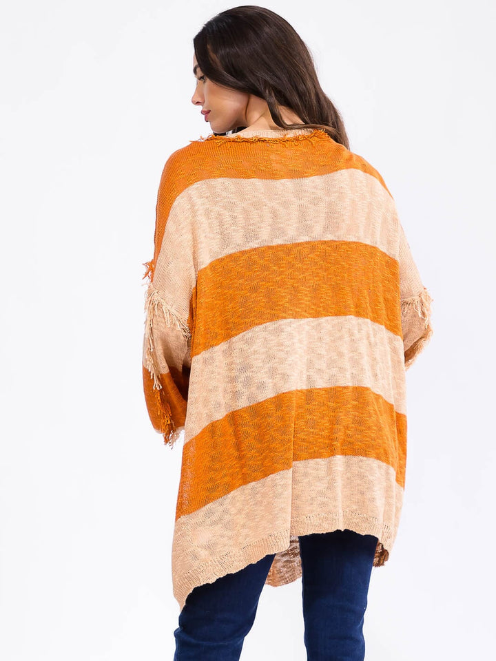 WOMEN'S LONG SLEEVE OPEN FRONT COLORBLOCK KNIT CARDIGAN