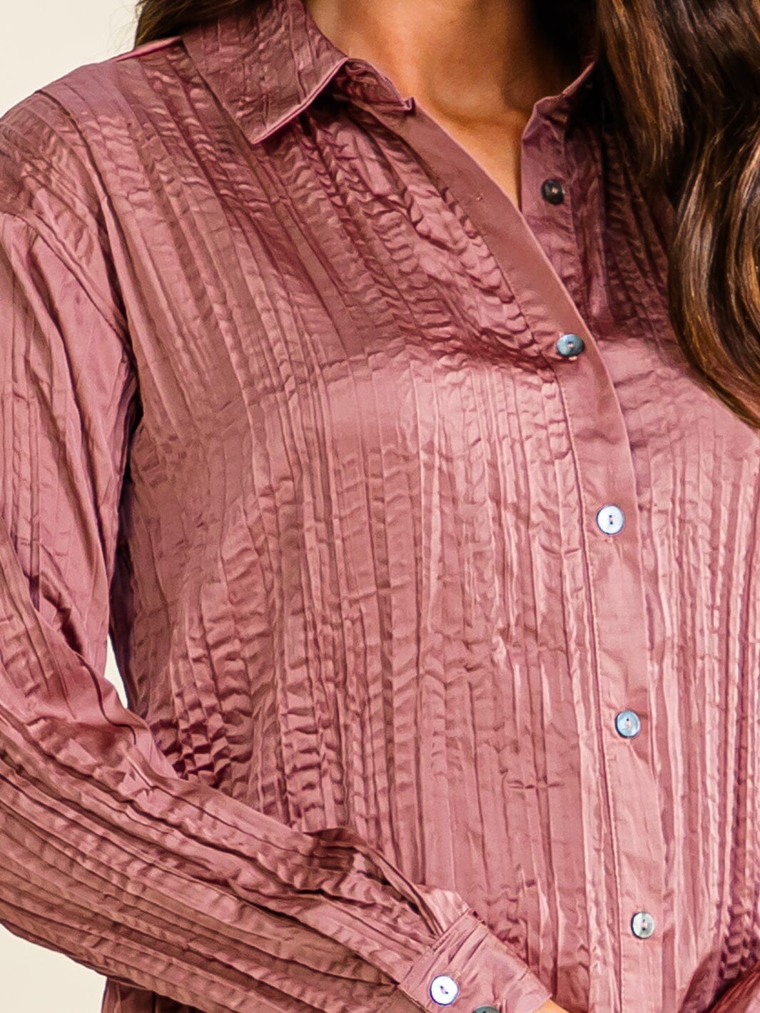 ENTRO WOMEN'S LONG SLEEVE BUTTON UP BLOUSE
