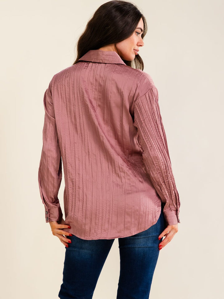 ENTRO WOMEN'S LONG SLEEVE BUTTON UP BLOUSE