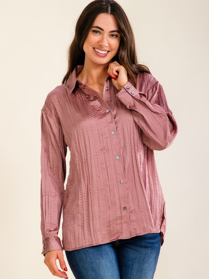ENTRO WOMEN'S LONG SLEEVE BUTTON UP BLOUSE