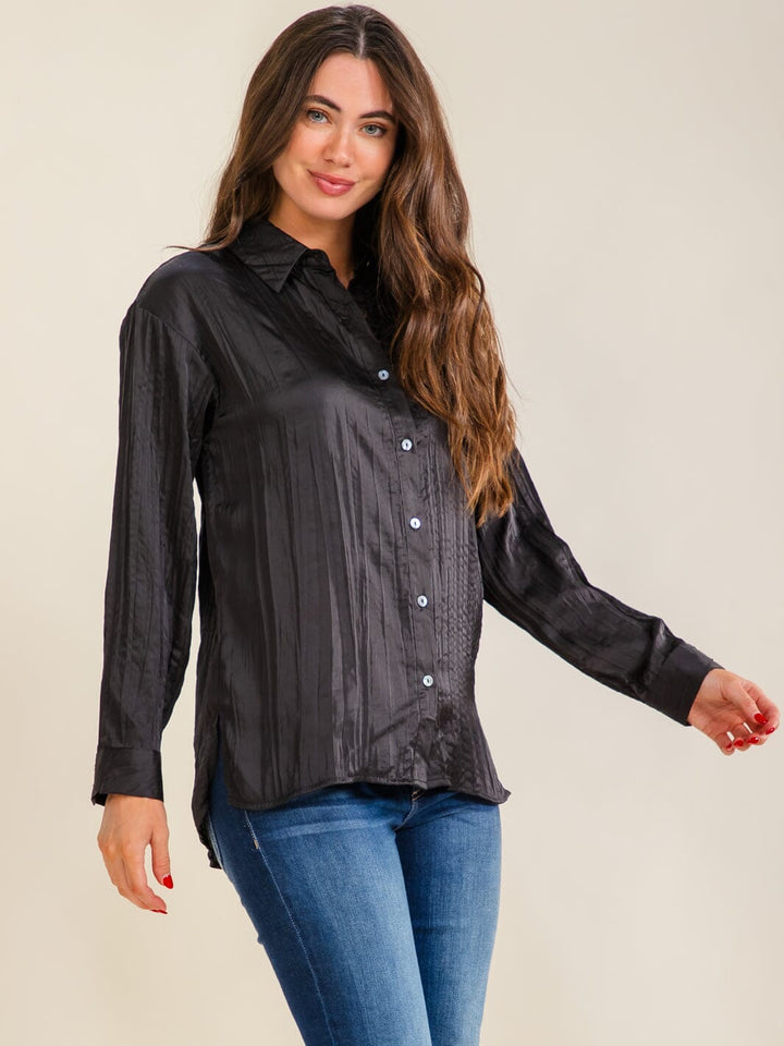 ENTRO WOMEN'S LONG SLEEVE BUTTON UP BLOUSE