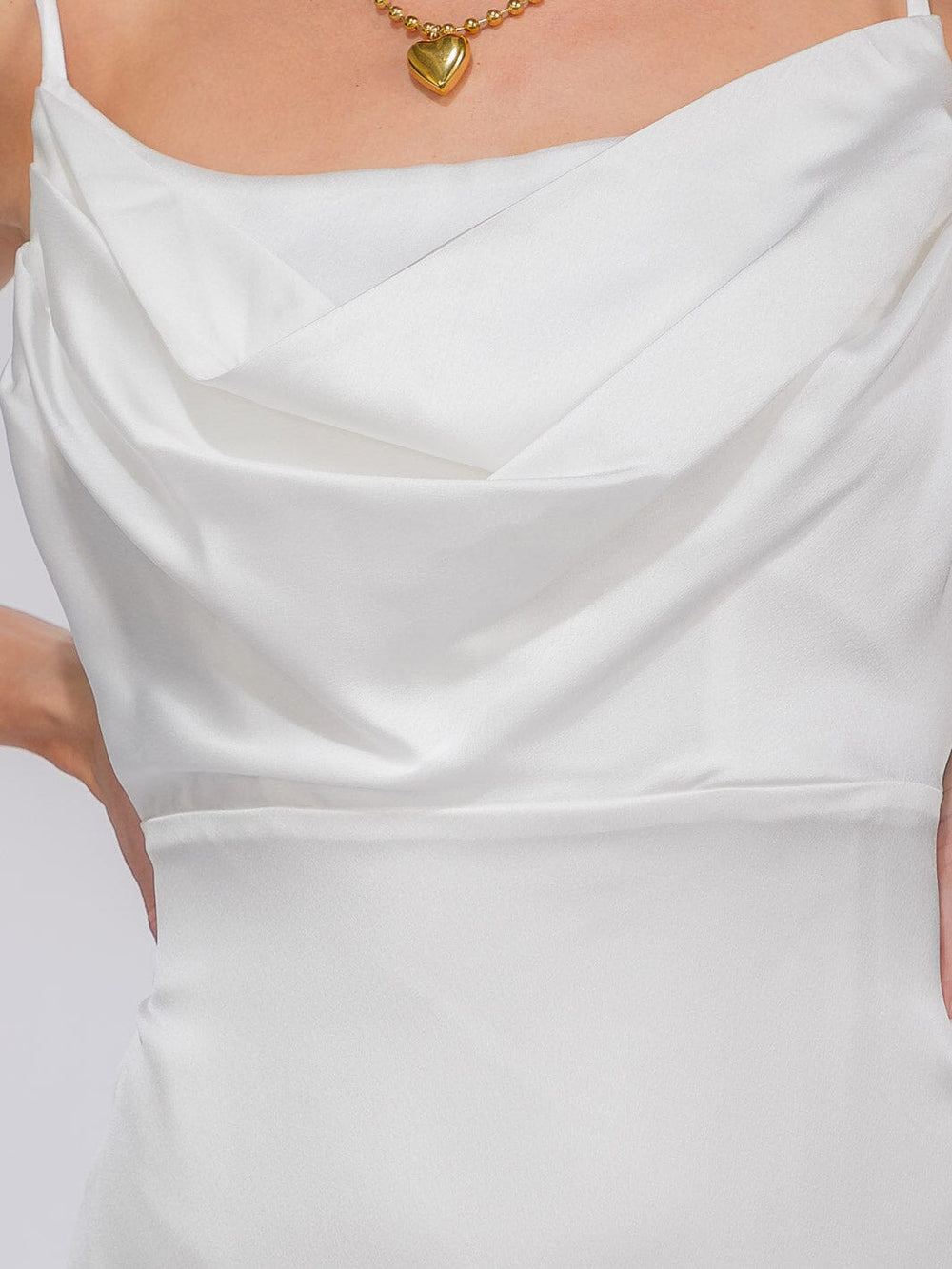 WOMEN'S SLEEVELESS COWL NECK SIDE SLIT MAXI GOWN DRESS