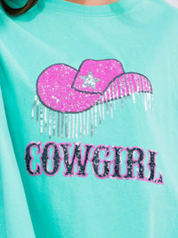 WOMEN'S SHORT SLEEVE LOOSE FIT HIGH-LOW GRAPHIC TOP