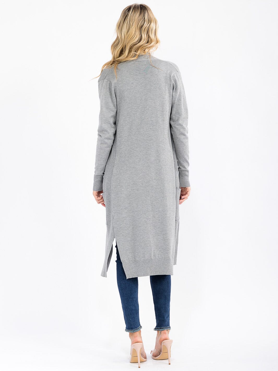 WOMEN'S LONG SLEEVE OPEN FRONT POCKETS CARDIGAN