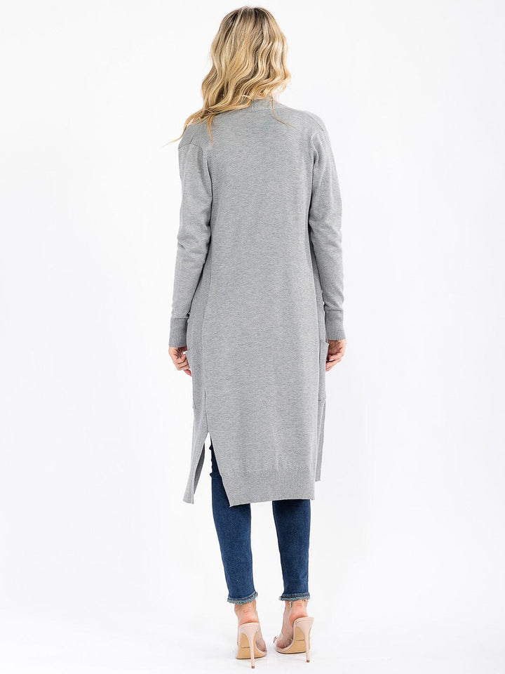 WOMEN'S LONG SLEEVE OPEN FRONT POCKETS CARDIGAN