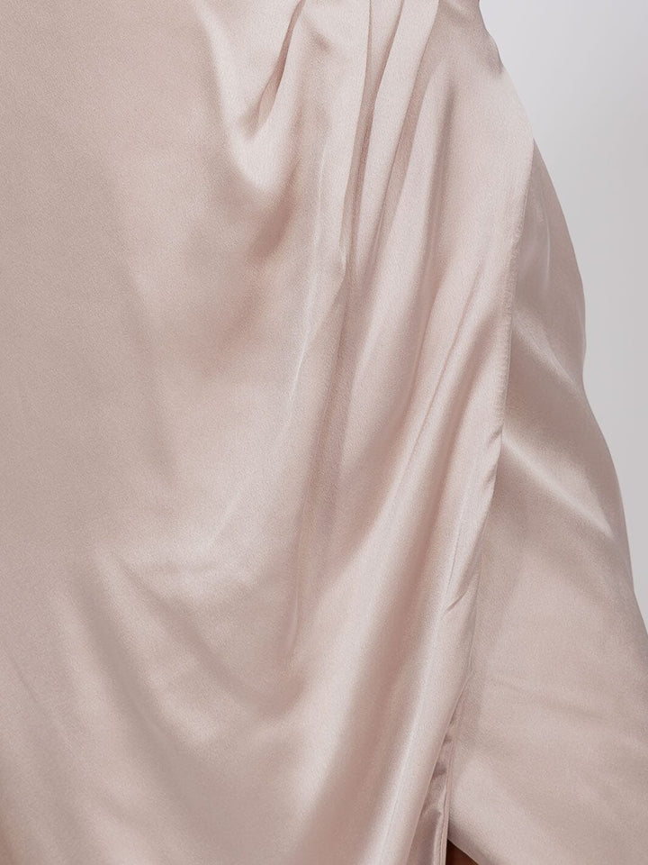 WOMEN'S SLEEVELESS ONE SHOULDER SURPLICE FRONT SLIT MAXI GOWN DRESS