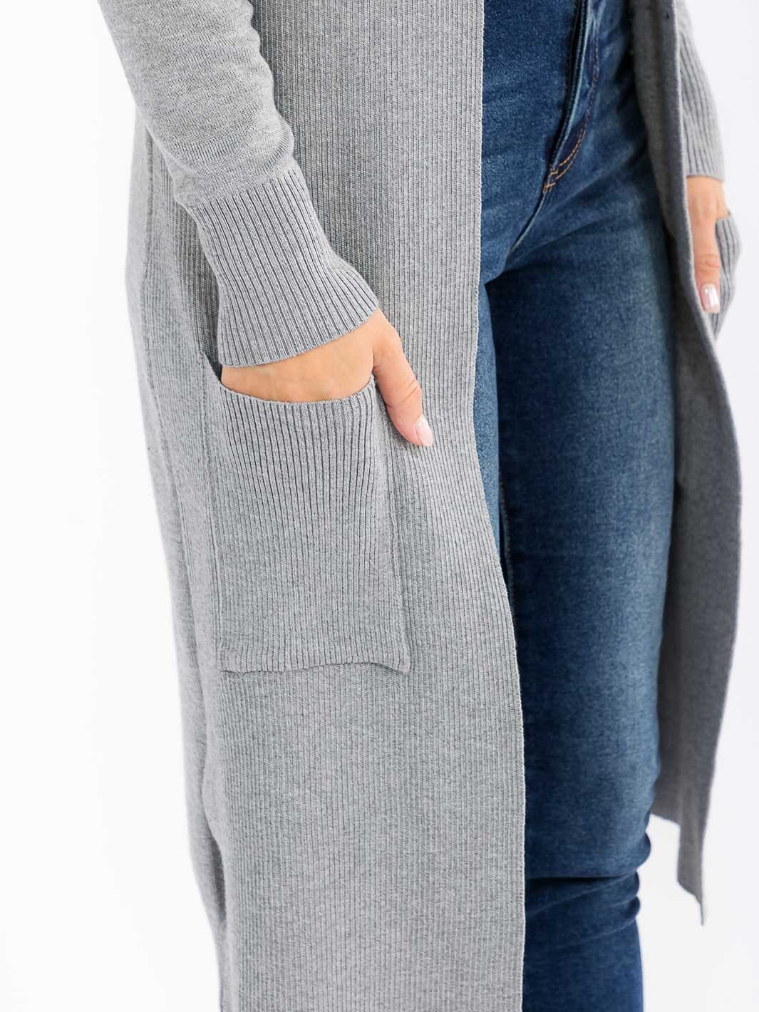 WOMEN'S LONG SLEEVE OPEN FRONT POCKETS CARDIGAN
