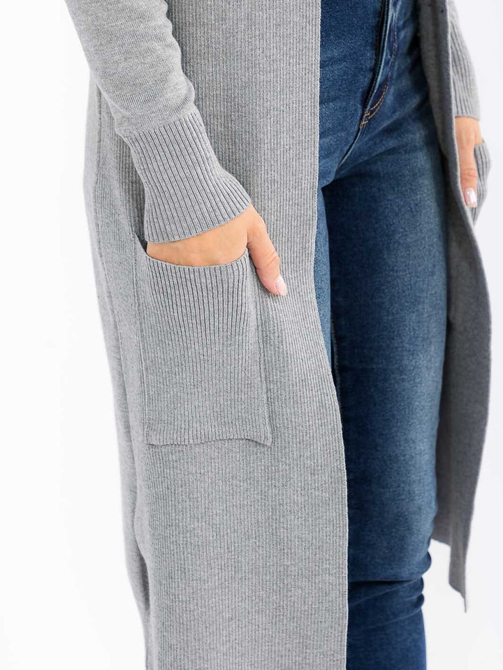 WOMEN'S LONG SLEEVE OPEN FRONT POCKETS CARDIGAN
