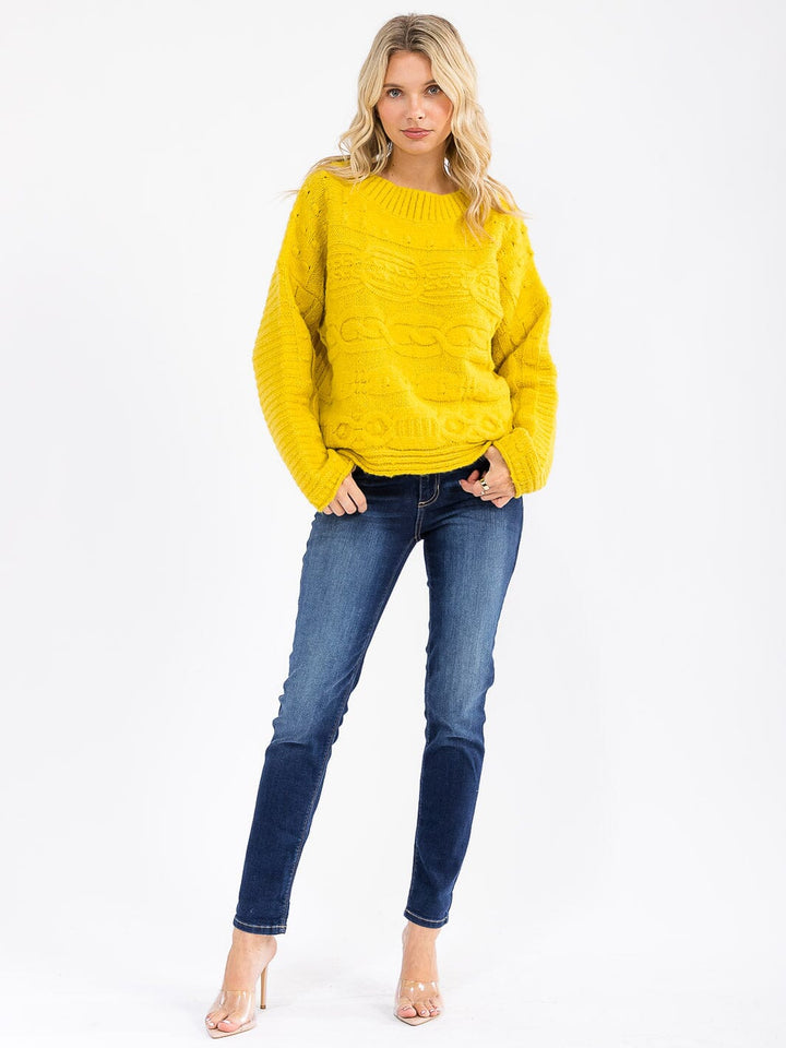 WOMEN'S LONG SLEEVE DETAILED PULLOVER SWEATER