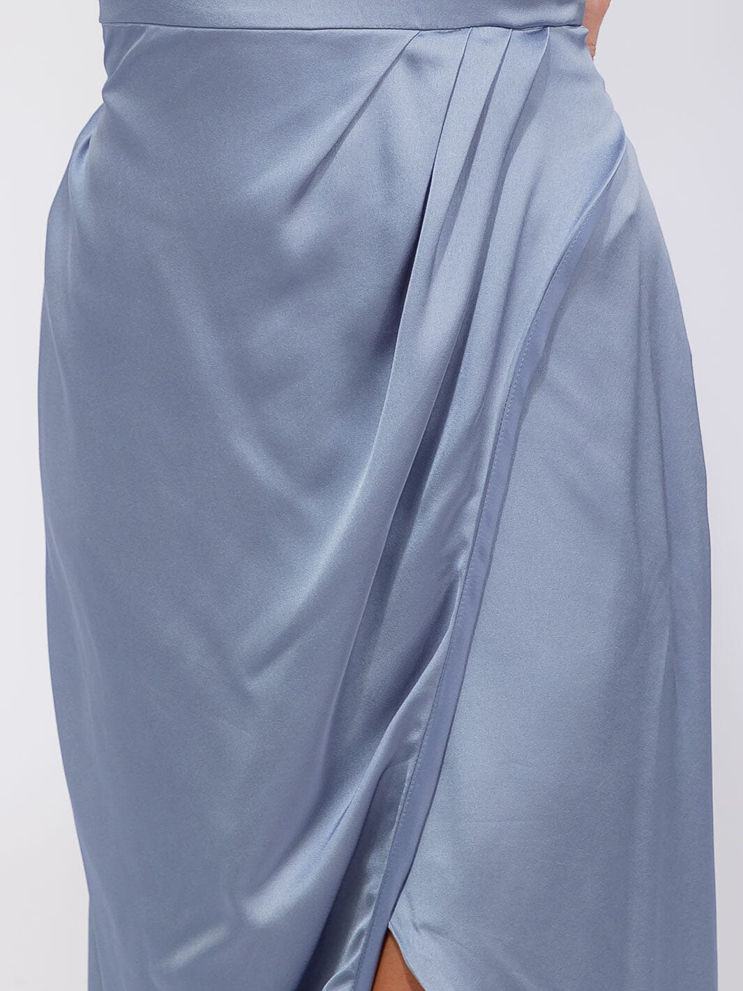 WOMEN'S SLEEVELESS ONE SHOULDER SURPLICE FRONT SLIT MAXI GOWN DRESS