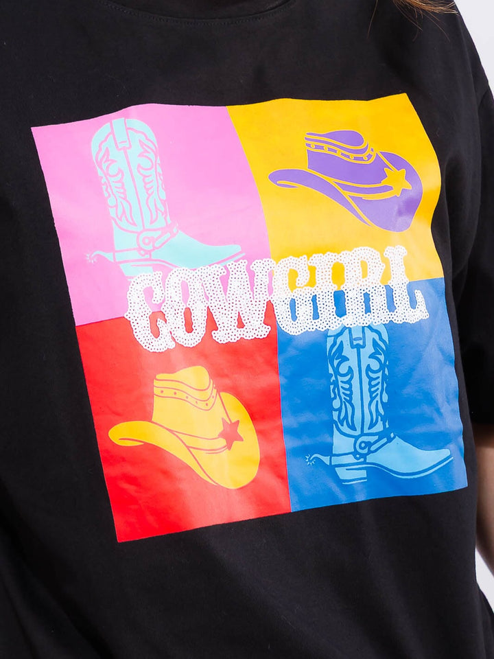 WOMEN'S SHORT SLEEVE LOOSE FIT GRAPHIC TOP