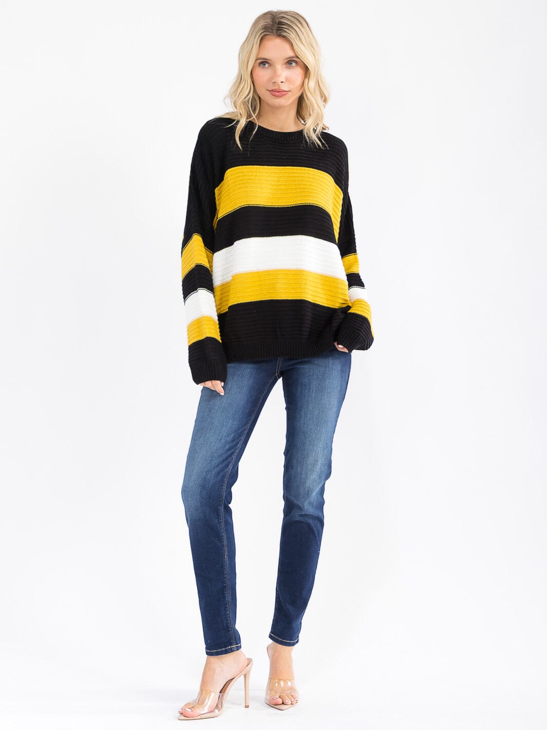 WOMEN'S LONG SLEEVE COLORBLOCK KNIT PULLOVER SWEATER