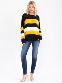 WOMEN'S LONG SLEEVE COLORBLOCK KNIT PULLOVER SWEATER