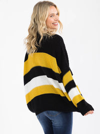 WOMEN'S LONG SLEEVE COLORBLOCK KNIT PULLOVER SWEATER