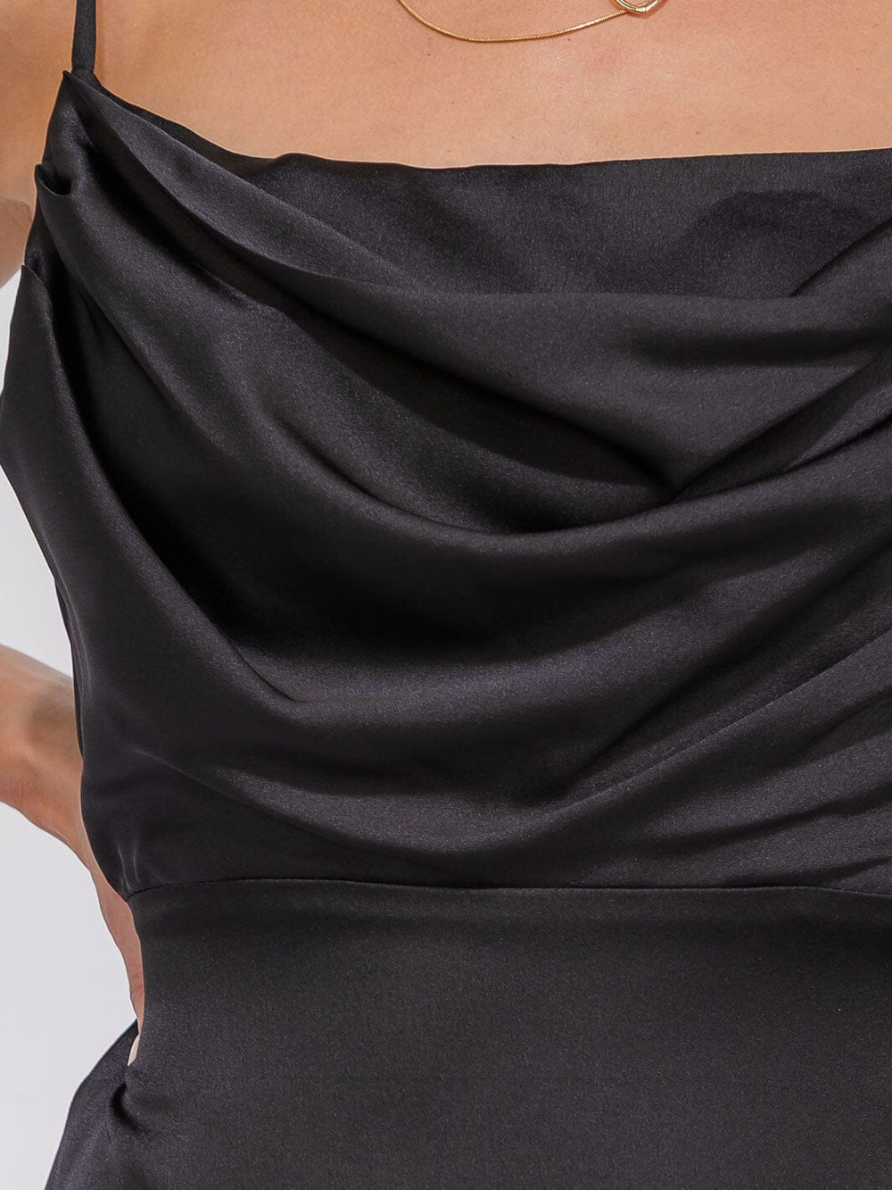 WOMEN'S SLEEVELESS COWL NECK SIDE SLIT MAXI GOWN DRESS