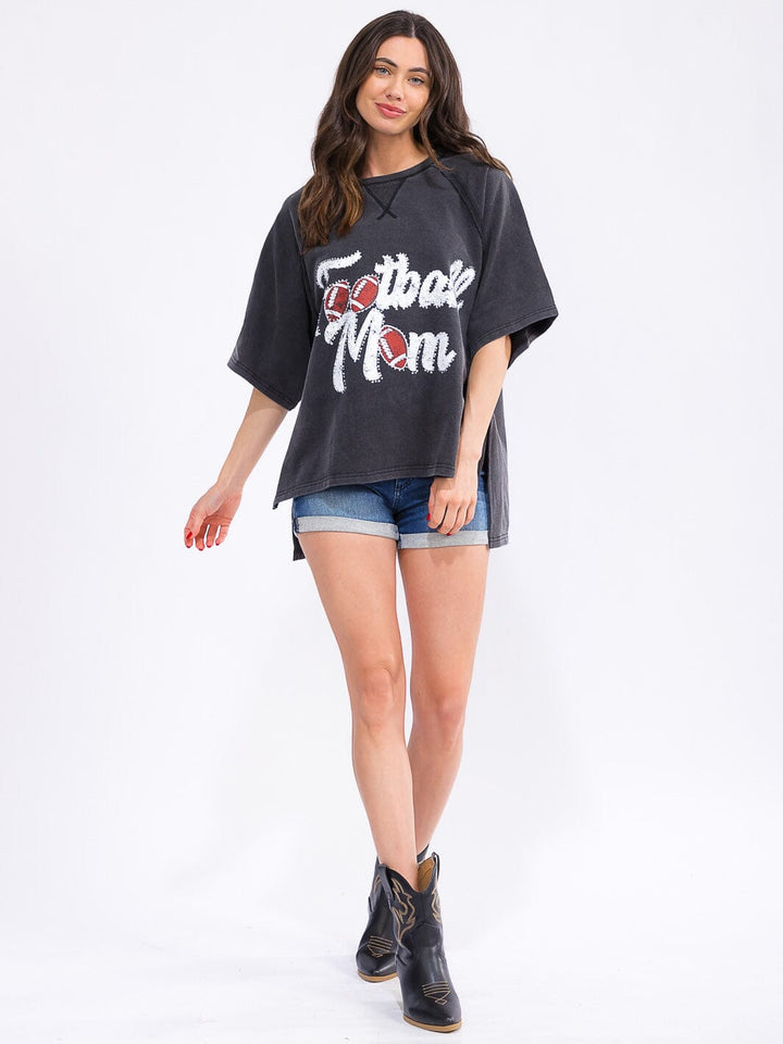 WOMEN'S SHORT SLEEVE LOOSE FIT HIGH-LOW GRAPHIC TOP