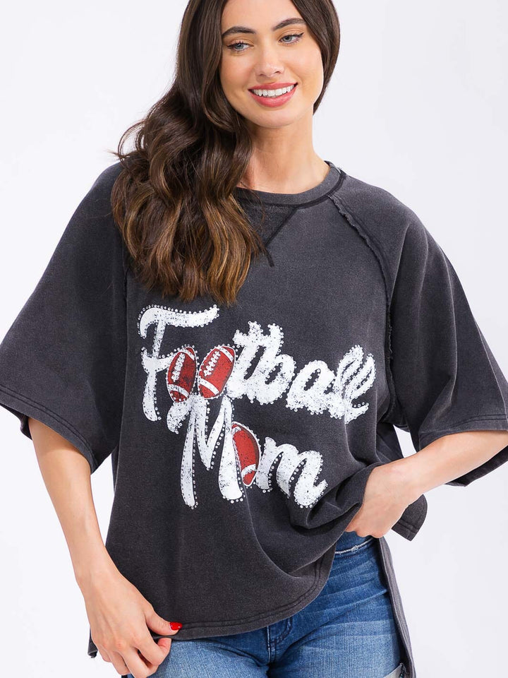 WOMEN'S SHORT SLEEVE LOOSE FIT HIGH-LOW GRAPHIC TOP