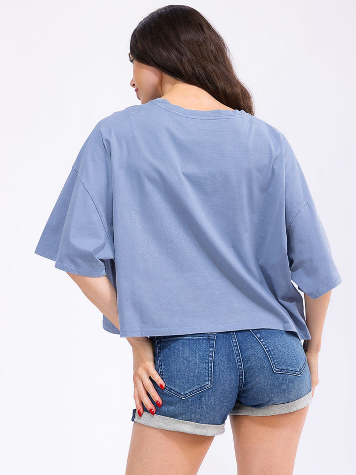 WOMEN'S SHORT SLEEVE LOOSE FIT GRAPHIC TOP