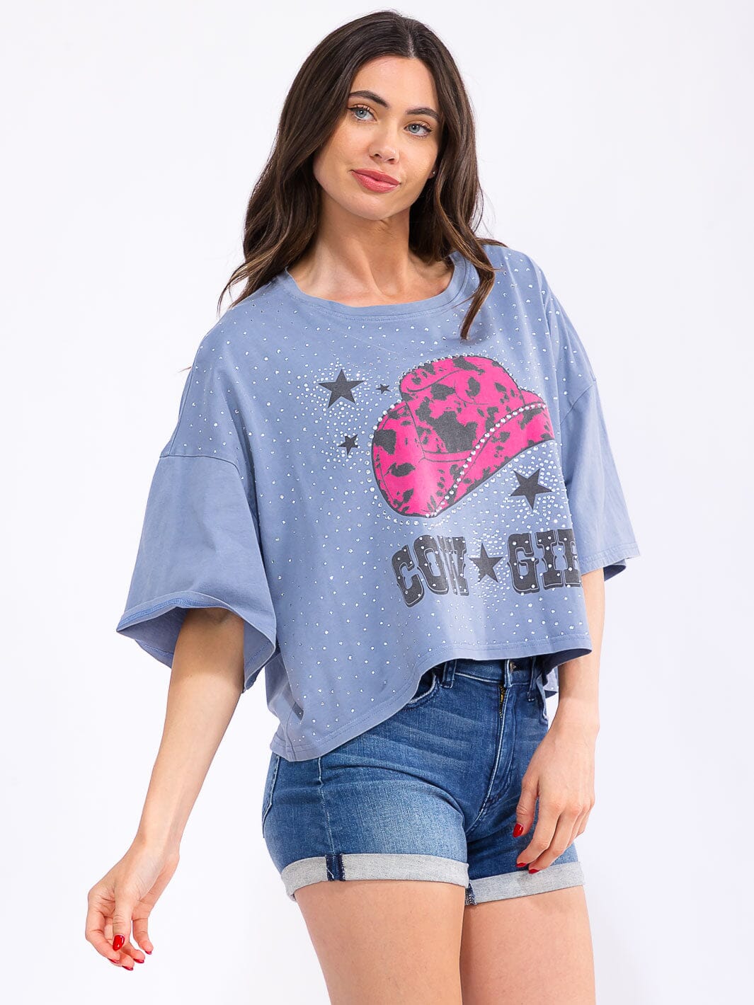 WOMEN'S SHORT SLEEVE LOOSE FIT GRAPHIC TOP