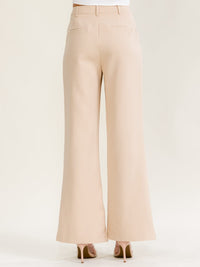 WOMEN'S BUTTON CLOSURE FRONT POCKETS BELL LEG PANTS