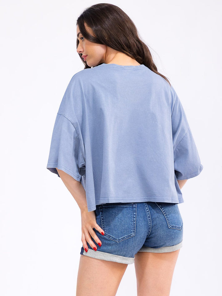 WOMEN'S SHORT SLEEVE LOOSE FIT GRAPHIC TOP