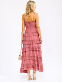 WOMEN'S SLEEVELESS RUFFLE TIERED DETAILED MAXI DRESS