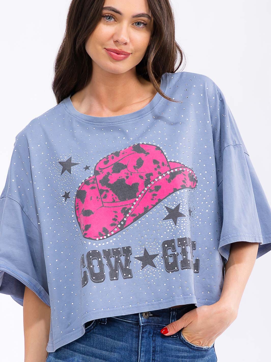 WOMEN'S SHORT SLEEVE LOOSE FIT GRAPHIC TOP