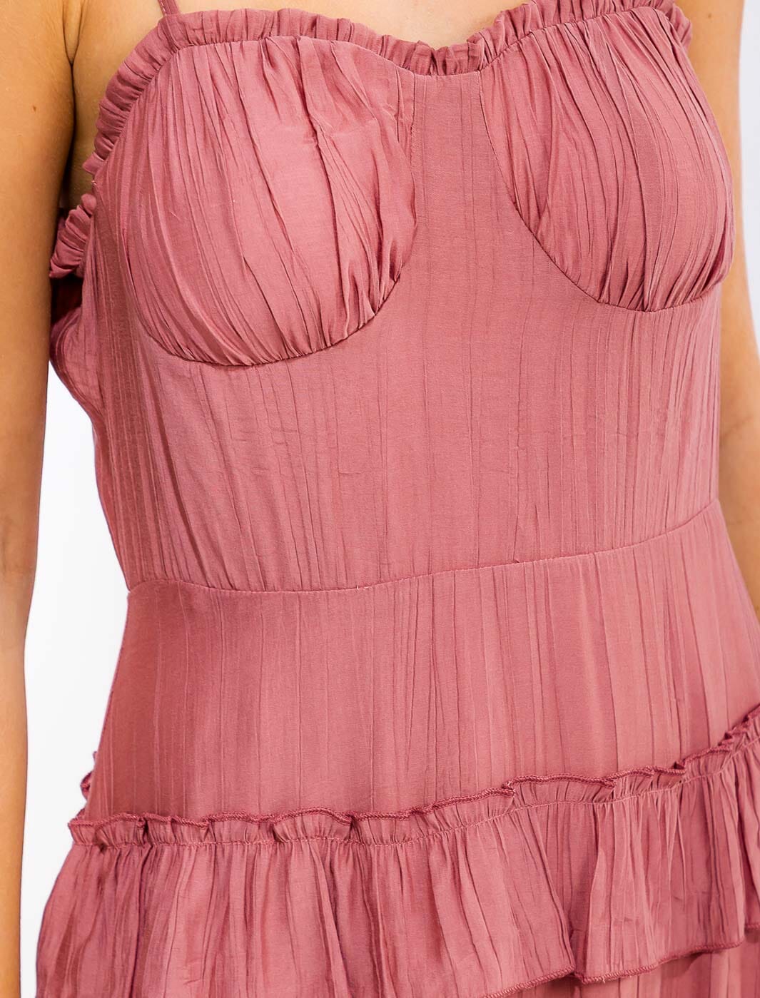 WOMEN'S SLEEVELESS RUFFLE TIERED DETAILED MAXI DRESS