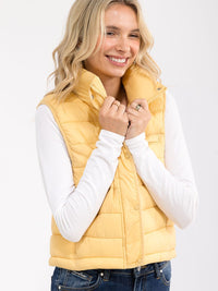 WOMEN'S SLEEVELESS BUTTON UP FRONT POCKETS LIGHTWEIGHT PUFFER VEST