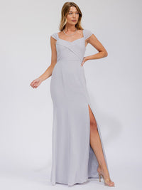 WOMEN'S SLEEVELESS DETAILED FRONT SLIT MAXI GOWN DRESS