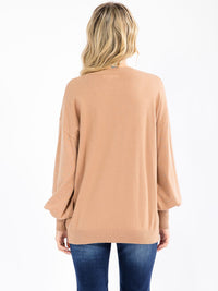 WOMEN'S LONG SLEEVE STUDS DETAILED PULLOVER SWEATER