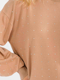 WOMEN'S LONG SLEEVE STUDS DETAILED PULLOVER SWEATER