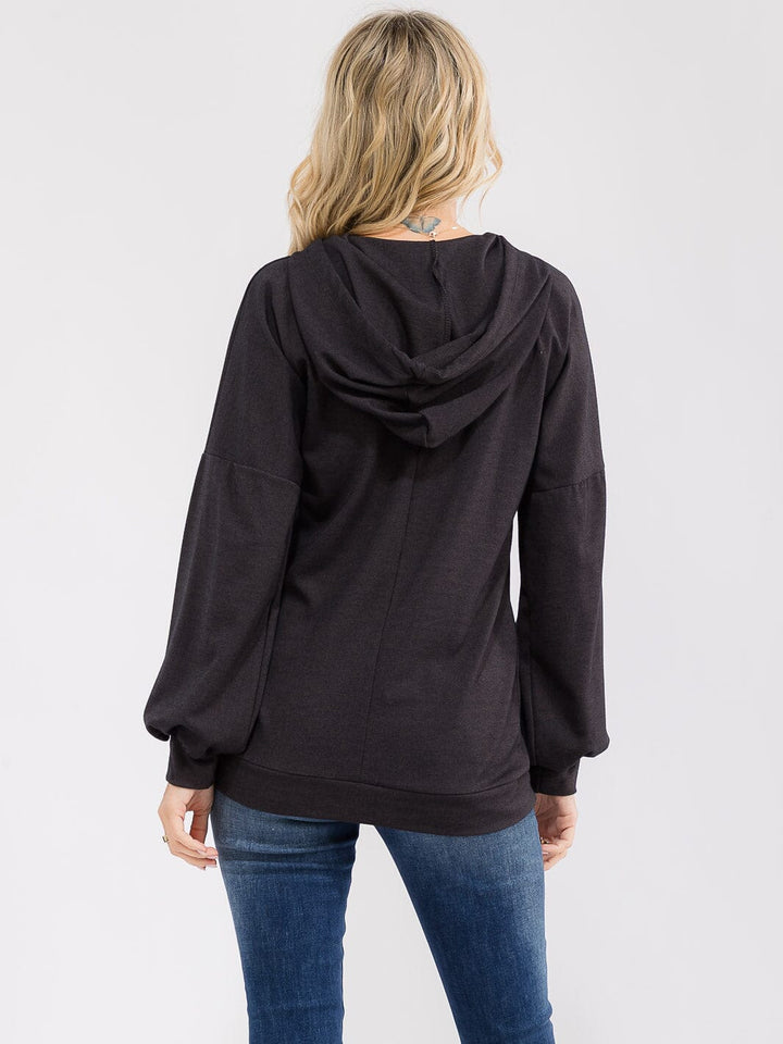 WOMEN'S LONG SLEEVE HOODED PULLOVER SWEATER