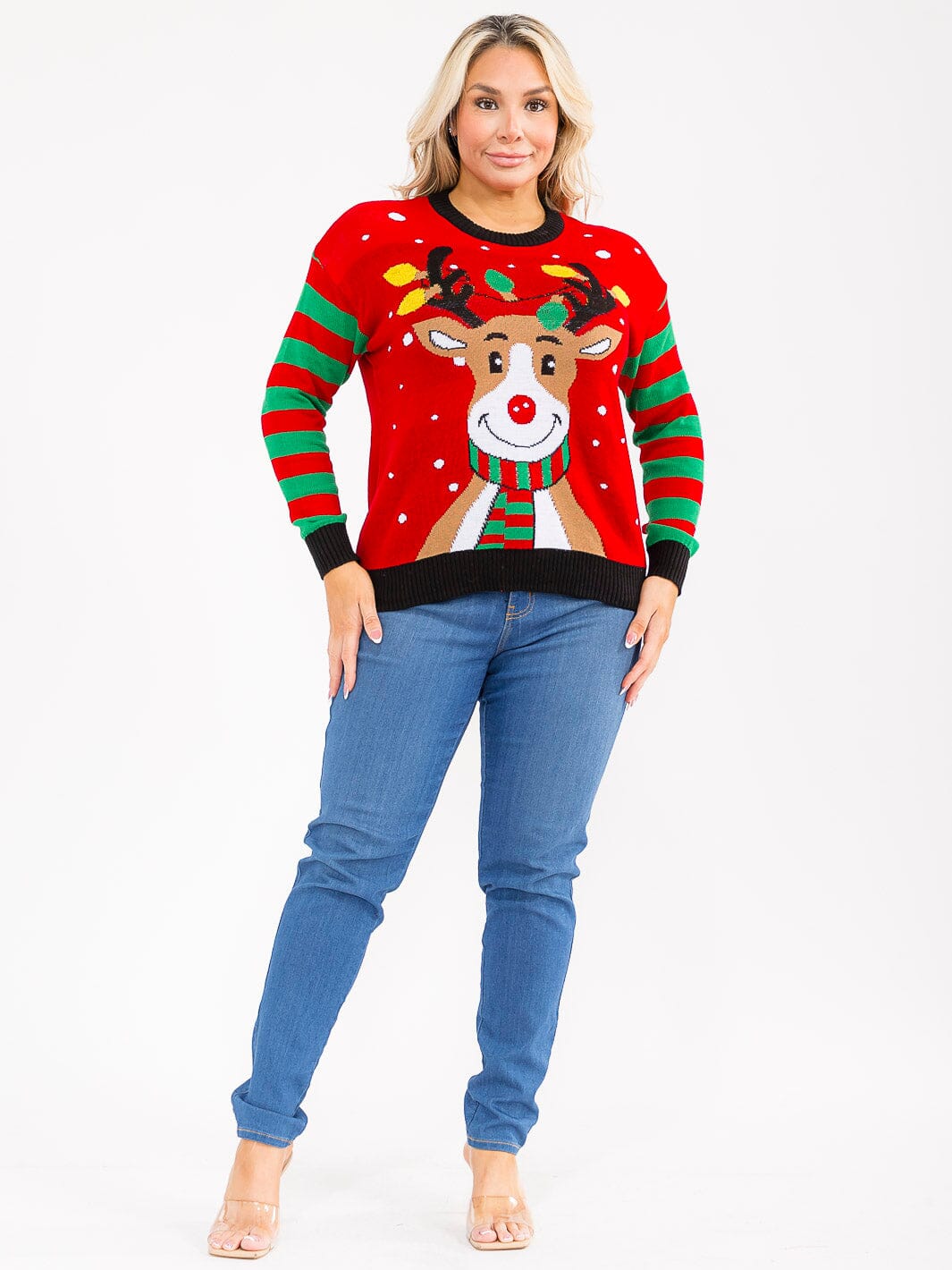 PLUS SIZE LONG SLEEVE CHRISTMAS GRAPHIC PULLOVER SWEATER
