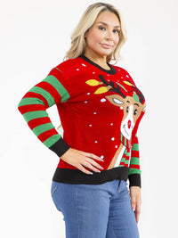 PLUS SIZE LONG SLEEVE CHRISTMAS GRAPHIC PULLOVER SWEATER