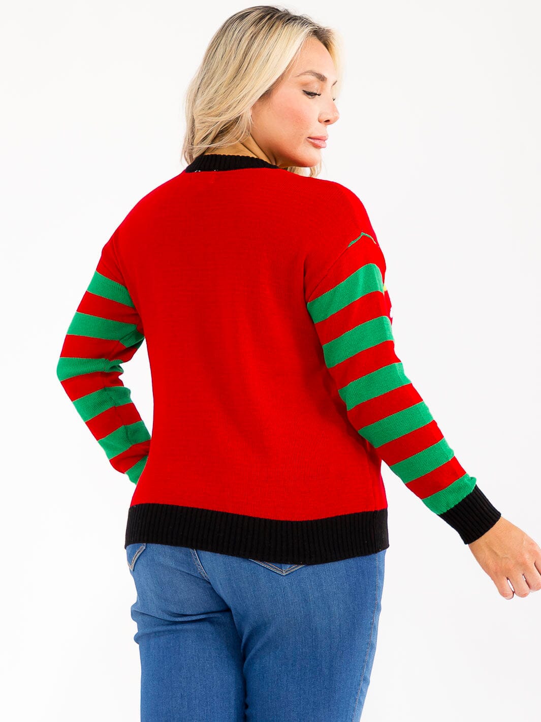 PLUS SIZE LONG SLEEVE CHRISTMAS GRAPHIC PULLOVER SWEATER