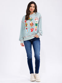 WOMEN'S LONG SLEEVE HOLIDAY GRAPHIC TOP