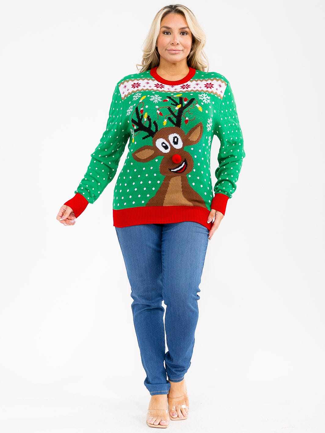 PLUS SIZE LONG SLEEVE CHRISTMAS GRAPHIC PULLOVER SWEATER