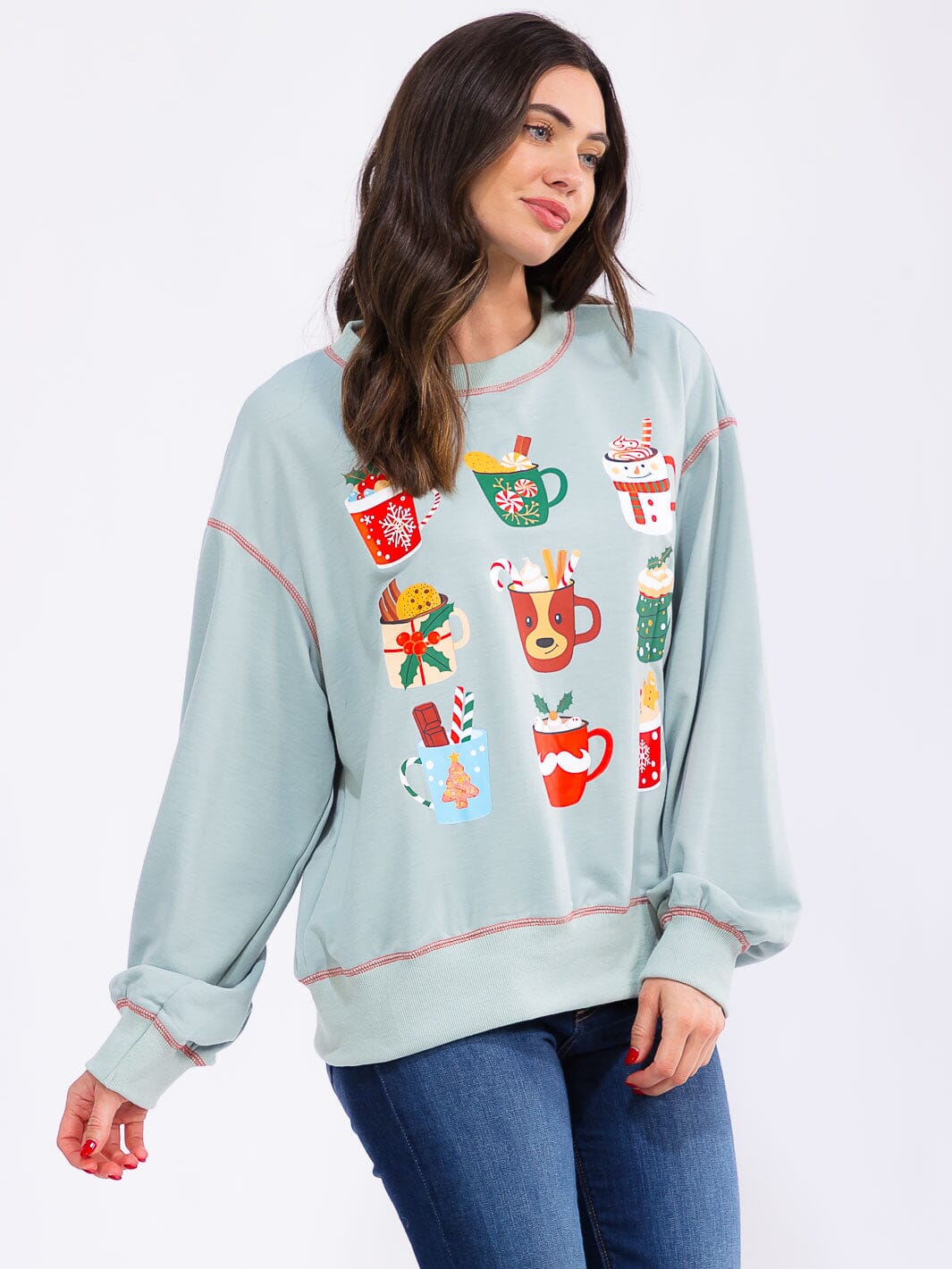 WOMEN'S LONG SLEEVE HOLIDAY GRAPHIC TOP