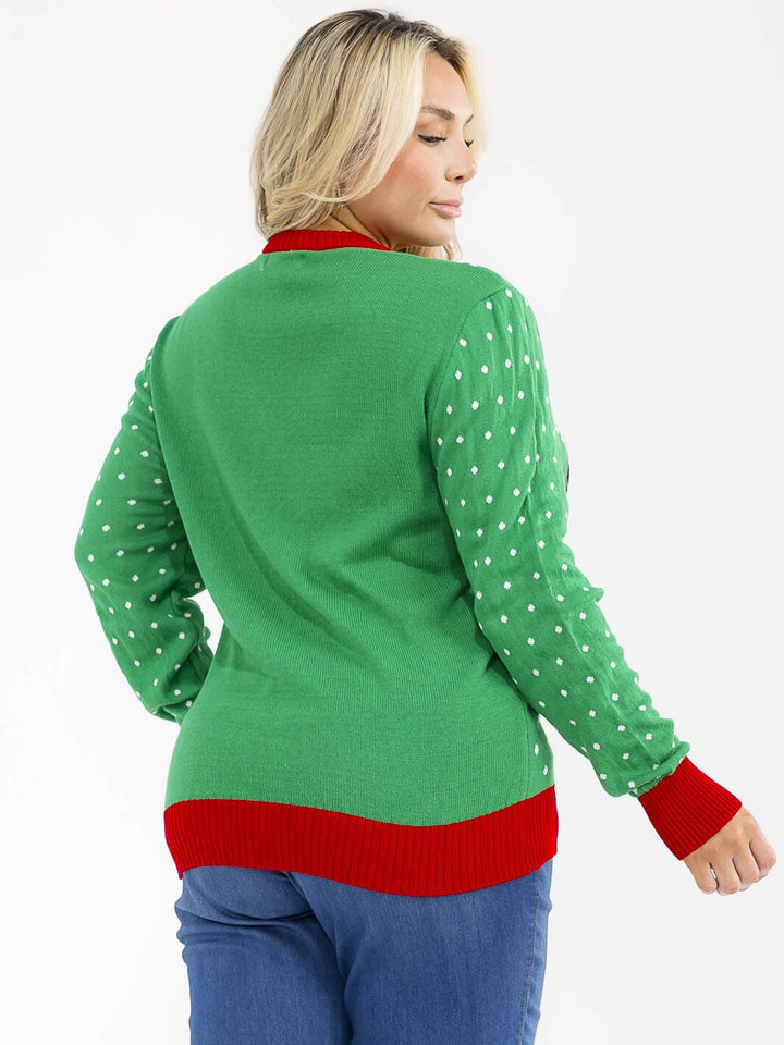 PLUS SIZE LONG SLEEVE CHRISTMAS GRAPHIC PULLOVER SWEATER