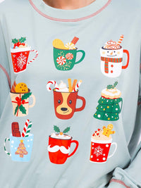 WOMEN'S LONG SLEEVE HOLIDAY GRAPHIC TOP